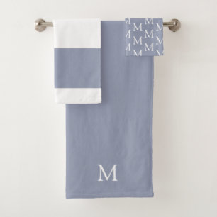 Toalhas Conjunto de Bandas Dusty Blue Monogramas II