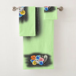 Toalhas Conjunto de Bandeja da Mulher do Cabelo rosa