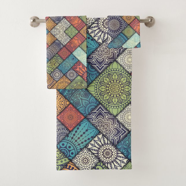 Toalhas Conjunto de Bandeja de Padrão Diagonal Colorida (Insitu)