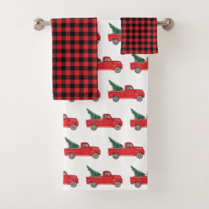 Toalhas Conjunto de Bandeja do Banho do Caminhão Vermelho