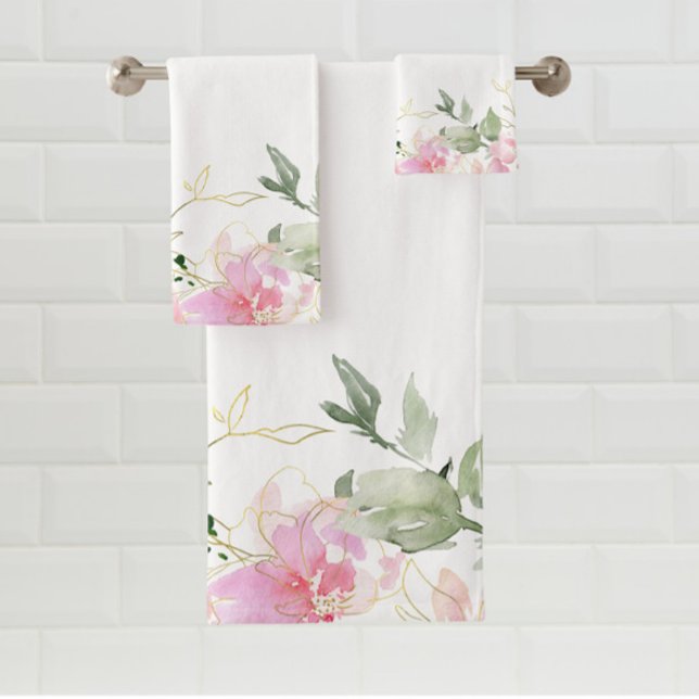 Toalhas Conjunto de Bandeja Floral Cor-de-Água Rosa (Criador carregado)