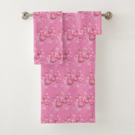 Toalhas Conjunto de Bandejas de Flores Rosa Digital