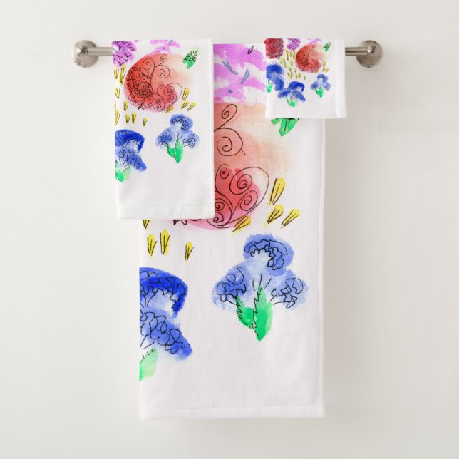 Toalhas Conjunto de Banheiras Florais Coloridas Negrito (Insitu)