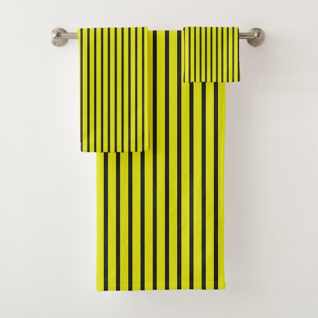 Toalhas 🟨 Conjunto de Banheiro com Listra Vertical Amarel (Insitu)