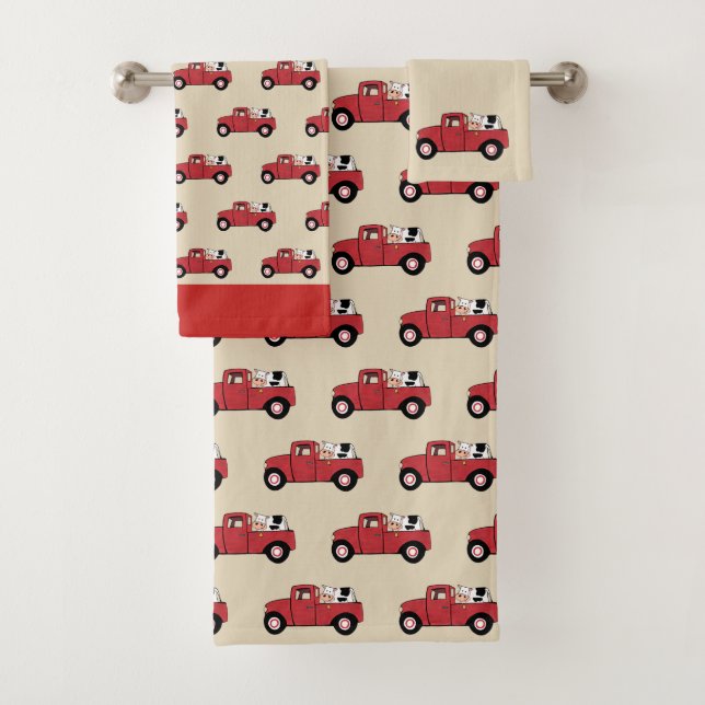 Toalhas Conjunto de Caminhão Vermelho e Banho de Vaca (Insitu)
