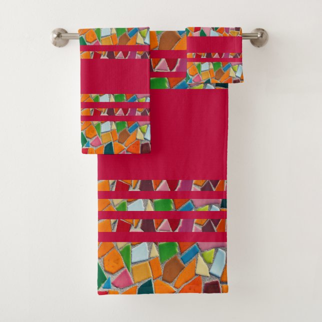 Toalhas Conjunto de Padrões do Mosaico Vermelho da Glória  (Insitu)