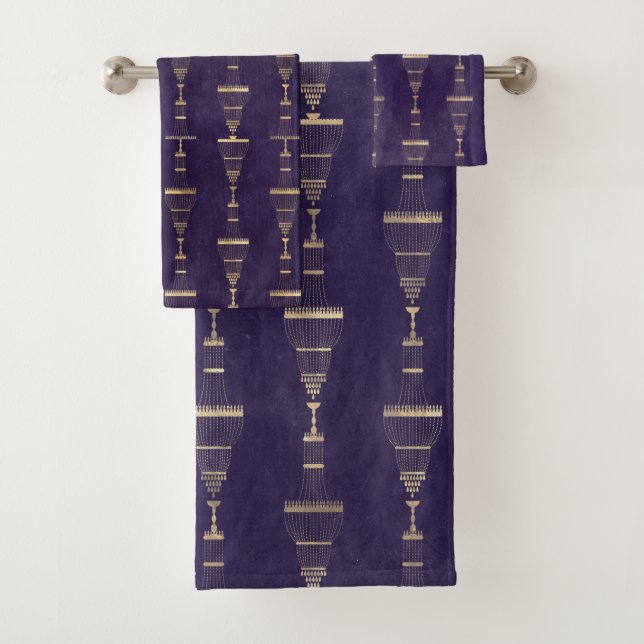 Toalhas Conjunto de púrpura e Dourada de padrões do candel (Insitu)