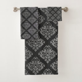 Toalhas CONJUNTO DE TORNEIAS DE HAMPTON DE Prata Negra LUX