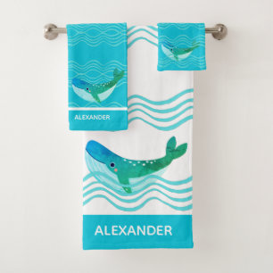 Toalhas Conjunto de Torneiras de Banho Azul-Teal Náutico