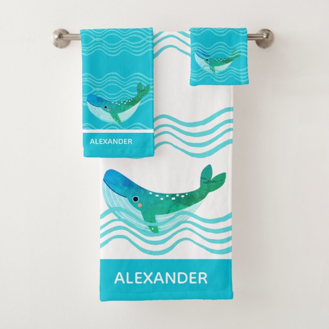 Toalhas Conjunto de Torneiras de Banho Azul-Teal Náutico (Insitu)