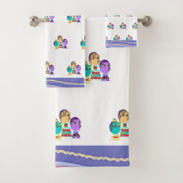 Toalhas Conjunto de Torres de Crianças Caricaturais de Tra