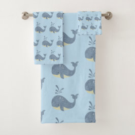 TOALHAS CONJUNTO DE TOWEL DE BANHO PRETO DE BALEIA AZUL PA