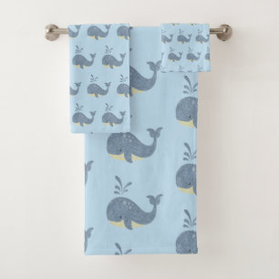 TOALHAS CONJUNTO DE TOWEL DE BANHO PRETO DE BALEIA AZUL PA
