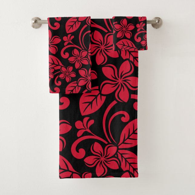 TOALHAS CONJUNTO DE TOWEL DE BANHO (PRETO/VERMELHO) DE PLU (Insitu)