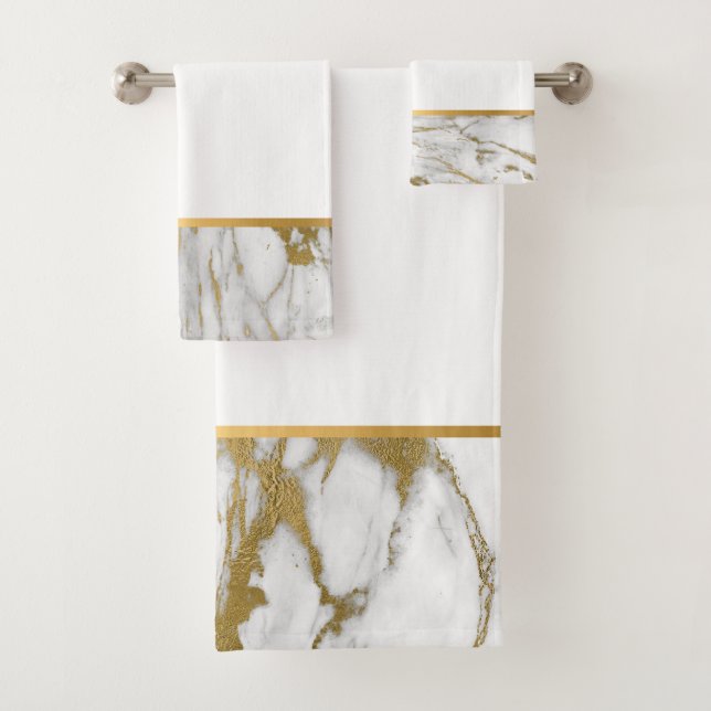 TOALHAS CONJUNTO DOURADO DE BANHEIRA BRANCA (Insitu)