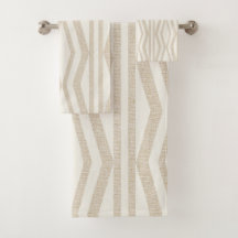 Conjunto Geométrico de Bandas Linen Cream Beige