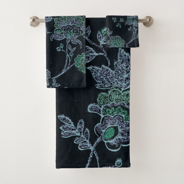 TOALHAS CONJUNTO PERSONALIZADO DE TOWEL FLORAL AZUL BLUE (Insitu)