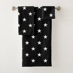 Toalhas Conjunto Preto de Bandeja de Estrelas Grandes