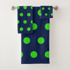 Toalhas de Banho com Bolinhas (Azul Marinho e Verd