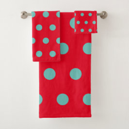 Toalhas de Banho com Bolinhas (Vermelho e Aquamari