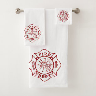 toalhas de banho com cruz de malteses de bombeiro
