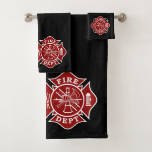 toalhas de banho com cruz de malteses de bombeiro