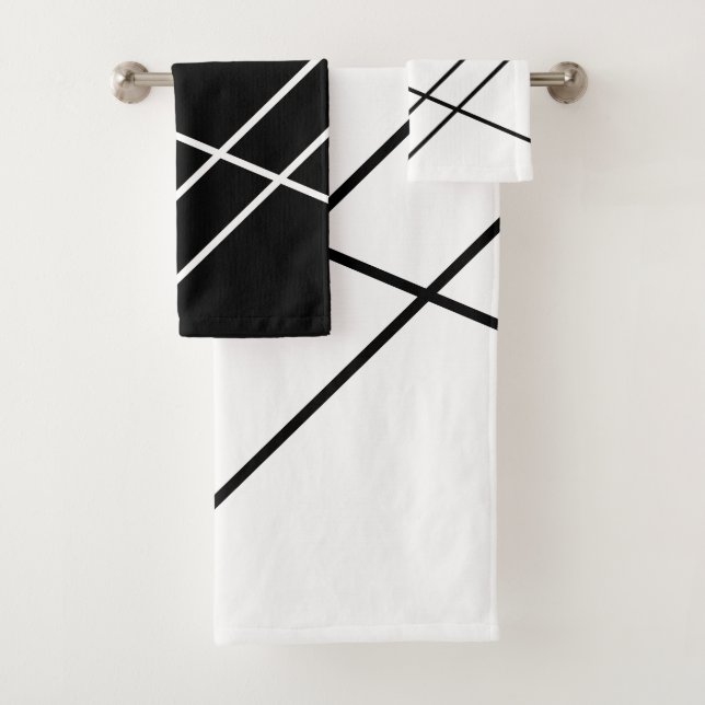 Toalhas de Banho com Listras Diagonais em Branco (Insitu)