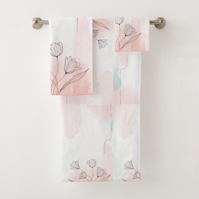 Toalhas de Banho das Flores Rosa Definidas (Insitu)