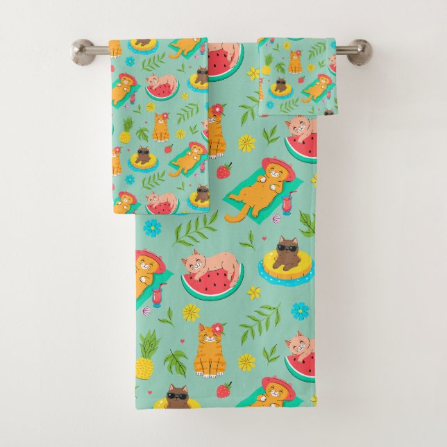 Toalhas de Banho de Gatos de Verão Tropical (Insitu)