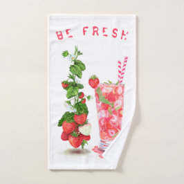 Toalhas de banho de morango fresco - Texto persona