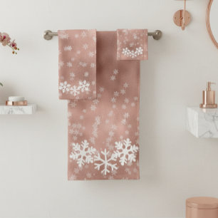 Toalhas de Banho de Natal em Floco de Neve Dourado