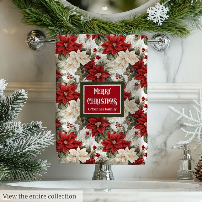 Toalhas de Banho de Natal Personalizadas Chic (Chic Holiday Bath Towels Personalized Christmas)