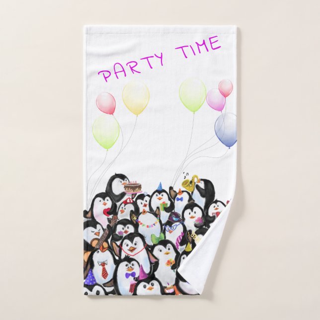 Toalhas de Banho de Pinguins Felizes - Texto Perso (Toalha de mão)