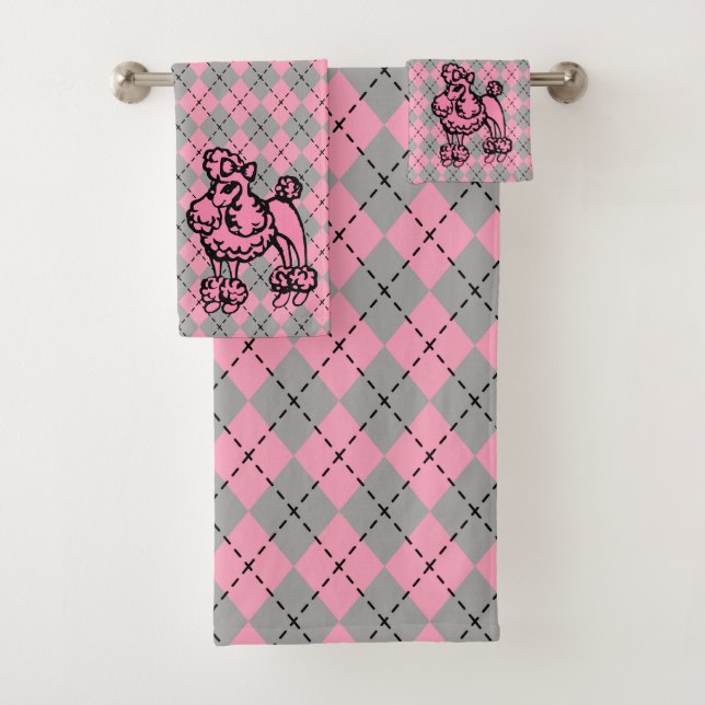 Toalhas de Banho de Poodle Rosa Retrotraídas Defin (Insitu)