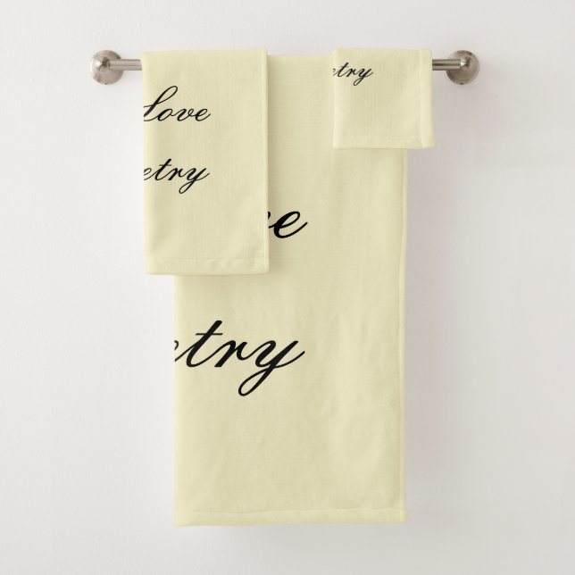 Toalhas de Banho Eu Amo Poesia (Creme e Preto) (Insitu)
