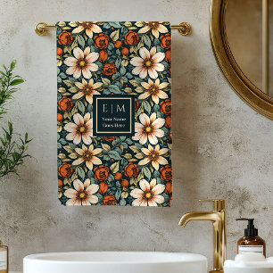 Toalhas de Banho Lovely Fall Bloom Sage Terracotta