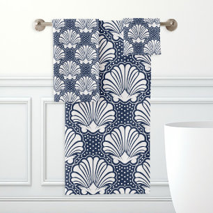 Toalhas de Banho Navy & White Seashell