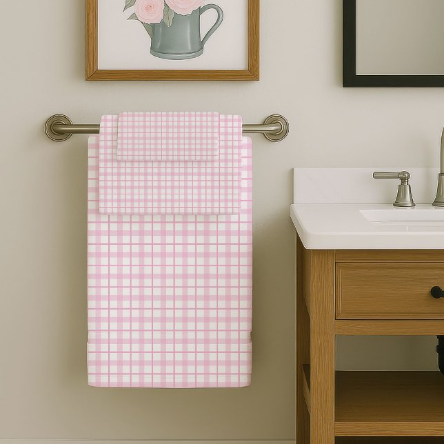 Toalhas de Banho Rosa Claro Visão Moderna e Elegan (Light Pink Bath Towels Sleek and Stylish Look)