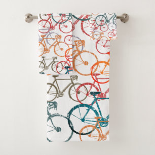 Toalhas de bicicletas coloridas amarradas