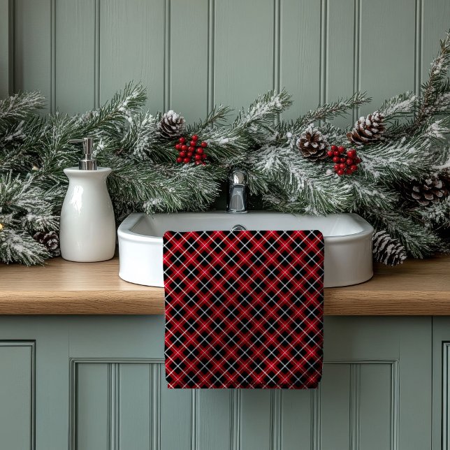 Toalhas de Boas-Vindas Xadrez Vermelho Preto Prese (Tartan Welcome Towels Red Black Gift for Nesting)