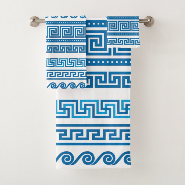 Toalhas de convidados em azul com chave grega (Insitu)