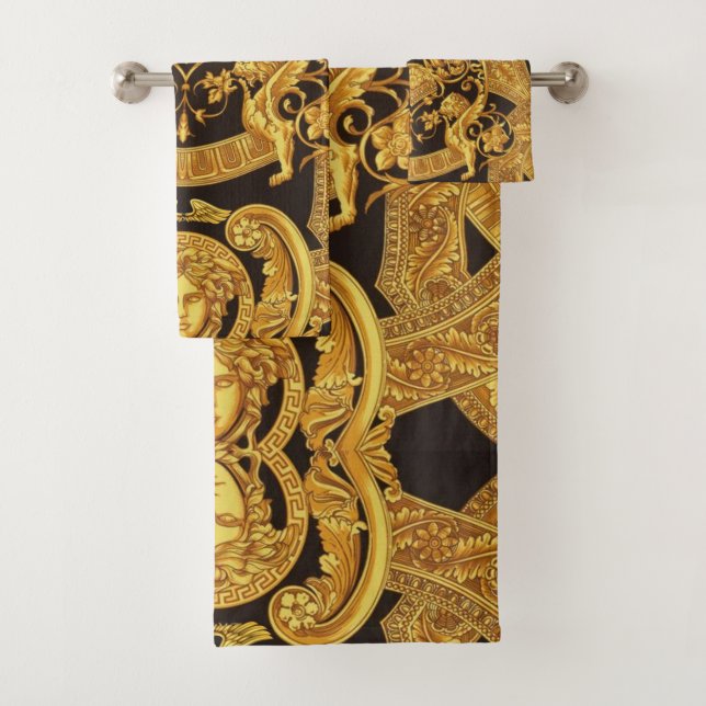 Toalhas de convidados Gold Medusa com ornamentos b (Insitu)