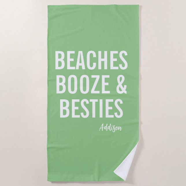 Toalhas de Praia Booze & Besties Praia Verde (Frente)