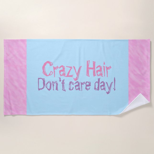 Toalhas de Praia de Cabelo Engraçado Rosa Roxo (Frente)
