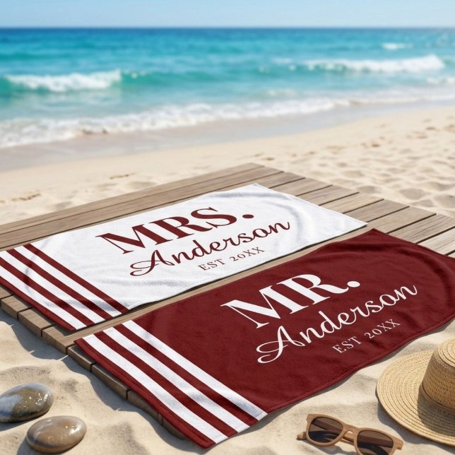 Toalhas de Praia Personalizadas para Casais Sr. &  (Criador carregado)