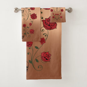 Toalhas de Rosa vermelha - Caveiras e Rosas