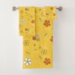 Toalhas decorativas com tema de favo de mel ensola