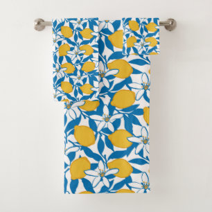 Toalhas Desenho Da Mão De Limão Floral - Conjunto De Toalh