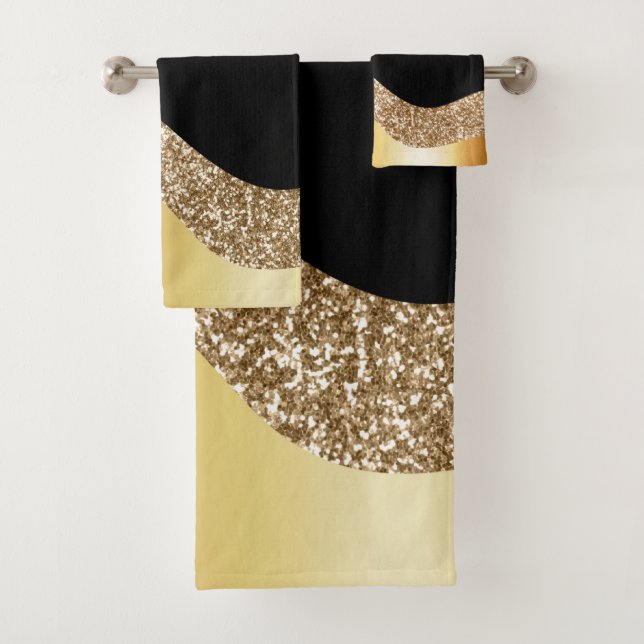 TOALHAS DOURADO CONJUNTO DE TOWEL DE BANHEIRA DE ONDA DE G (Insitu)