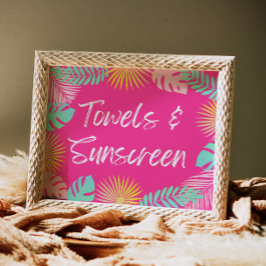 Toalhas e Sinal de Ecrã Solar | Sinais de Piscina